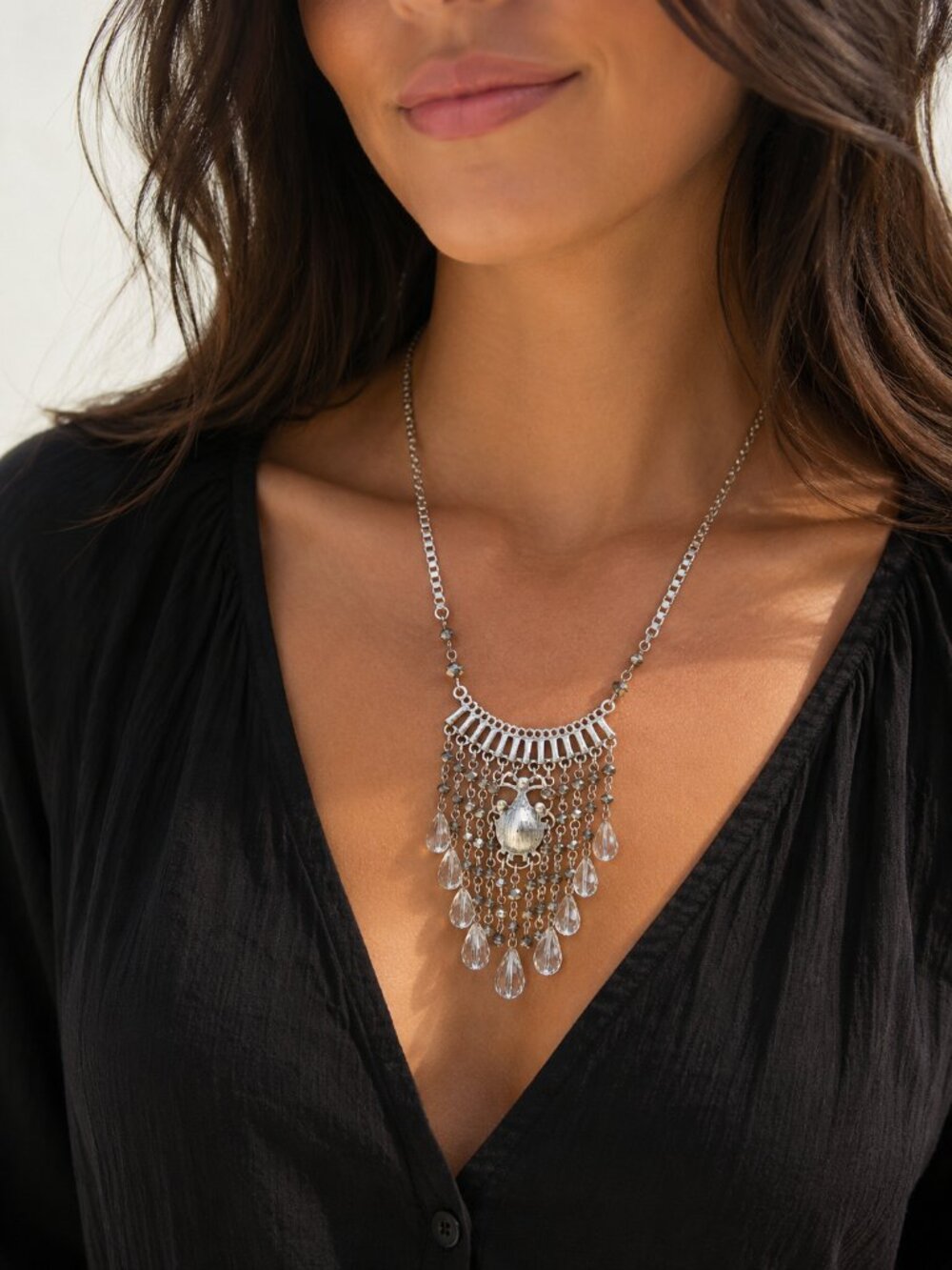 Silver Tone Chandelier Necklace